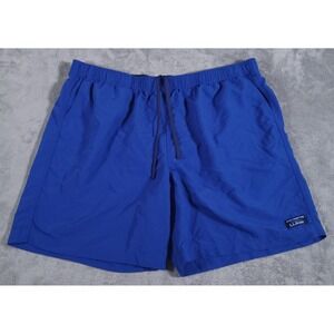 LL Bean Supplex‎ Shorts Mens 2XL Blue Nylon Classic Lined Swim Trunks Summer